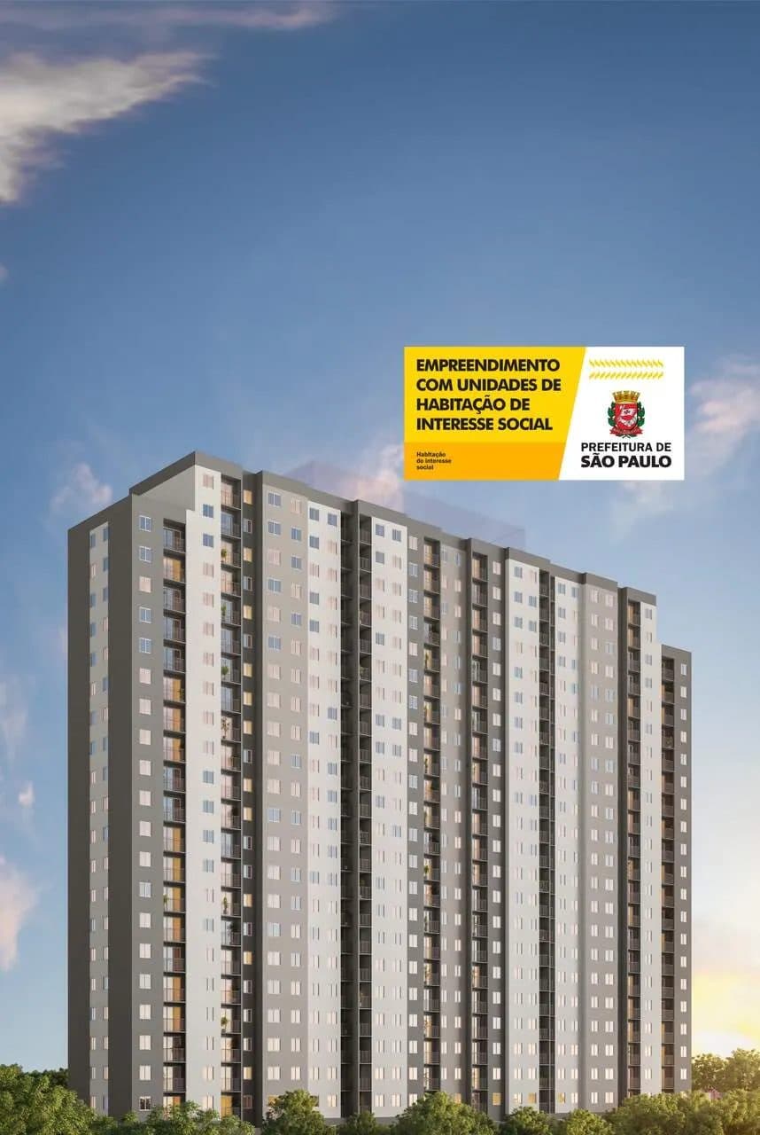 Fachada externa do edificio residencial com arquitetura moderna e janelas padronizadas