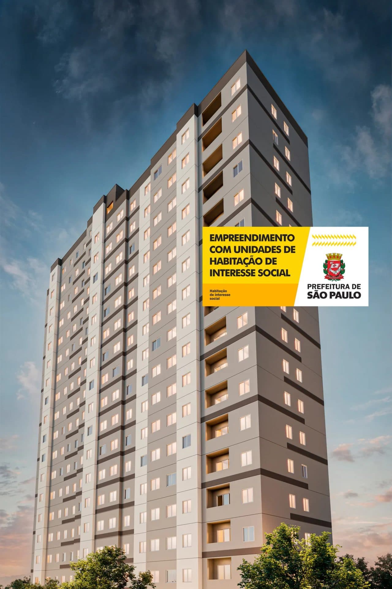 Vista externa completa do edifício residencial com diversas janelas e varandas.