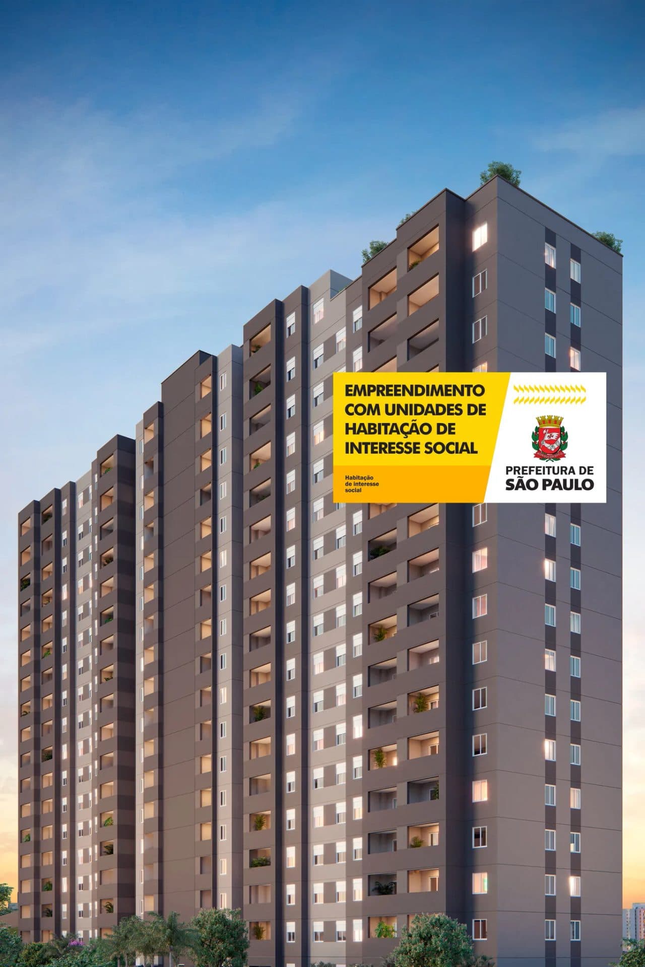 Fachada do edifício residencial de múltiplos andares com varandas